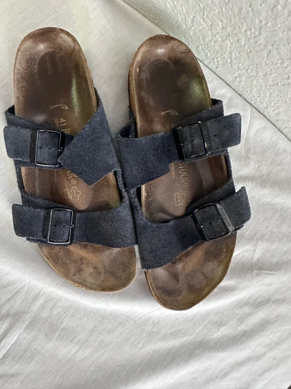 Birkenstock Arizona Soft Footbed Sandals Navy Suede Size 41 US Men 8 Women 10